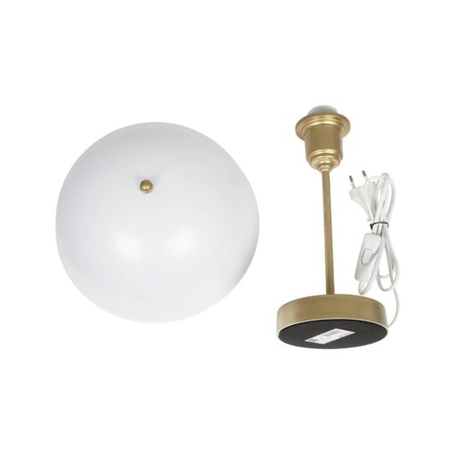 GLOBOSTAR® GAZETA 203-0304 Μοντέρνο Επιτραπέζιο Φωτιστικό Πορτατίφ με Ντουί 1 x E27 AC 220-240V IP20 – Λευκό Δίαφανο & Μπρονζέ  – Μ25 x Π25 x Υ39cm