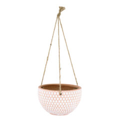 Alternative view of GloboStar® Artificial Garden CHIOS 20462 Κρεμαστό Πήλινο Κεραμικό Κασπώ Γλάστρα - Flower Pot Κεραμιδί με Λευκό Φ19.5cm x Υ11.5cm