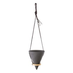 Alternative view of GloboStar® Artificial Garden AIGINA 20466 Κρεμαστό Πήλινο Κεραμικό Κασπώ Γλάστρα - Flower Pot Μαύρο Φ13cm x Υ15cm