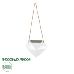 GloboStar® Artificial Garden HERAKLIO 20467 Κρεμαστό Πήλινο Κεραμικό Κασπώ Γλάστρα - Flower Pot Λευκό Μ13.5 x Π15.5 x Υ37cm