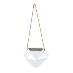 Alternative view of GloboStar® Artificial Garden HERAKLIO 20467 Κρεμαστό Πήλινο Κεραμικό Κασπώ Γλάστρα - Flower Pot Λευκό Μ13.5 x Π15.5 x Υ37cm
