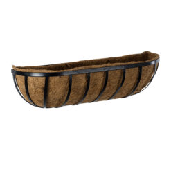 Alternative view of GloboStar® Artificial Garden OINOUSSES 20481 Επιτοίχιο Κασπώ Γλάστρα - Flower Pot από Φλοιό Καρύδας Καφέ Μ61cm x Π19cm x Υ18cm