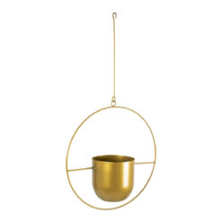 Alternative view of GloboStar® Artificial Garden TILOS 20486 Κρεμαστό Μεταλλικό Κασπώ Γλάστρα - Flower Pot Χρυσό Φ35cm x Υ15cm