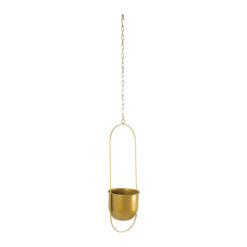 Alternative view of GloboStar® Artificial Garden NISYROS 20488 Κρεμαστό Μεταλλικό Κασπώ Γλάστρα - Flower Pot Χρυσό Φ16cm x Υ52cm