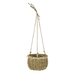 Alternative view of GloboStar® Artificial Garden POROS 20489 Κρεμαστό Πλεκτό Καλάθι - Κασπώ Γλάστρα - Flower Pot Μπεζ Φ20cm x Υ50cm