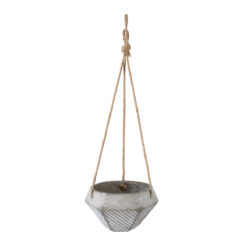 Alternative view of GloboStar® Artificial Garden SARAKINIKO 20490 Κρεμαστό Πήλινο Κεραμικό Κασπώ Γλάστρα - Flower Pot Γκρι Φ10cm x Υ36cm
