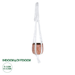 GloboStar® Artificial Garden PSERIMOS 20492 Κρεμαστό Πήλινο Κεραμικό Κασπώ Γλάστρα - Flower Pot Κεραμιδί με Μακραμέ Φ8cm x Υ58cm