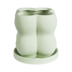 Alternative view of GloboStar® Artificial Garden ATHENA 20499 Διακοσμητικό Κεραμικό Κασπώ Γλάστρα - Flower Pot Πράσινο Ανοιχτό Μ13 x Π13 x Υ14cm