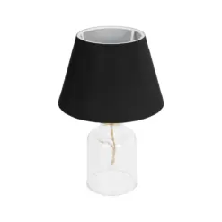 GLOBOSTAR® TRANS 204-0054 Μοντέρνο Επιτραπέζιο Φωτιστικό Πορτατίφ με Ντουί 1 x E27 AC 220-240V IP20 - Διάφανο & Μαύρο - Μ22 x Π22 x Υ34cm
