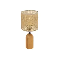 GLOBOSTAR® HARD 204-0065 Boho Επιτραπέζιο Φωτιστικό Πορτατίφ με Ντουί 1 x E14 AC 220-240V IP20 - Καφέ & Μπεζ - Μ15 x Π15 x Υ35cm