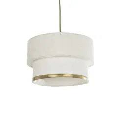 GLOBOSTAR® FOCUS 204-0100 Μοντέρνο Κρεμαστό Φωτιστικό Οροφής με Ντουί 1 x E27 AC 220-240V IP20 - Λευκό & Μπεζ - Μ30 x Π30 x Υ21cm