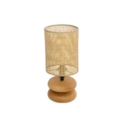 GLOBOSTAR® KLOO 204-0143 Boho Επιτραπέζιο Φωτιστικό Πορτατίφ με Ντουί 1 x E14 AC 220-240V IP20 - Καφέ & Μπεζ - Μ15 x Π15 x Υ35cm