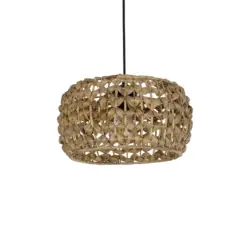 GLOBOSTAR® SAND 204-0159 Boho Κρεμαστό Φωτιστικό Οροφής με Ντουί 1 x E27 AC 220-240V IP20 - Καφέ - Μ30 x Π30 x Υ18cm