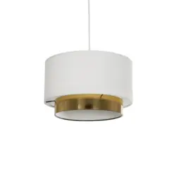 GLOBOSTAR® BASIL 204-0173 Μοντέρνο Κρεμαστό Φωτιστικό Οροφής με Ντουί 1 x E27 AC 220-240V IP20 - Μπεζ & Χρυσό - Μ30 x Π30 x Υ20cm