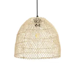 GLOBOSTAR® CESTINO 204-0178 Boho Κρεμαστό Φωτιστικό Οροφής Μονόφωτο 1 x E27 AC 220-240V IP20 Μπεζ - Μ30 x Π30 x Υ25cm