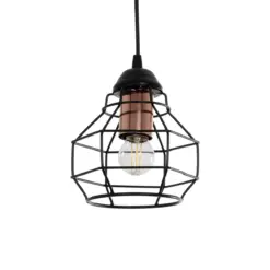 GLOBOSTAR® BUR 204-0180 Μοντέρνο Κρεμαστό Φωτιστικό Οροφής Μονόφωτο 1 x E27 AC 220-240V IP20 Μαύρο - Μ16 x Π16 x Υ19cm