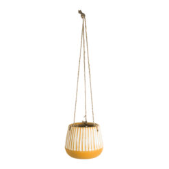Alternative view of GloboStar® Artificial Garden BUBASTIS 20528 Κρεμαστό Διακοσμητικό Κεραμικό Κασπώ Γλάστρα - Flower Pot Πορτοκαλί με Λευκό Φ13 x Υ10.5cm