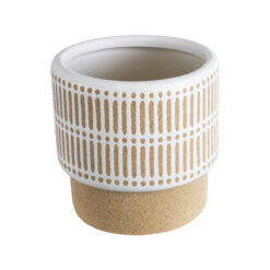 Alternative view of GloboStar® Artificial Garden AMARETTO 20543 Διακοσμητικό Κεραμικό Κασπώ Γλάστρα - Flower Pot Μπεζ με Λευκό Φ11 x Υ11cm