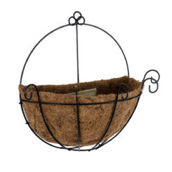 Alternative view of GloboStar® Artificial Garden KOUFONISIA 20562 Κρεμαστό Διακοσμητικό Κασπώ Γλάστρα - Flower Pot από Φλοιό Καρύδας Καφέ με Μαύρη Μεταλλική Βάση Φ30 x Υ33cm