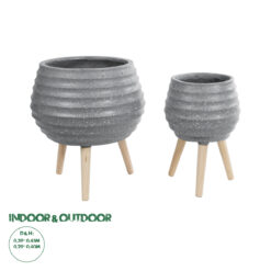 GloboStar® Artificial Garden MARYLAND 20568 ΣΕΤ 2 Διακοσμητικά Πολυεστερικά Τσιμεντένιά Κασπώ Γλάστρες - Flower Pots Γκρι A:Φ39 x Υ45cm B:Φ29 x Υ40cm