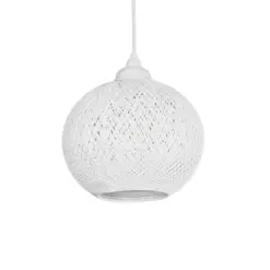 GLOBOSTAR® SOLEI 205-0009 Boho Κρεμαστό Φωτιστικό Οροφής με Ντουί 1 x E27 AC 220-240V IP20 - Λευκό - M20 x Π20 x Υ25cm