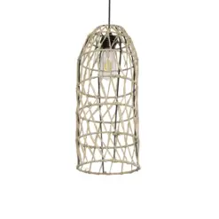 GLOBOSTAR® NETI 205-0024 Boho Κρεμαστό Φωτιστικό Οροφής με Ντουί 1 x E27 AC 220-240V IP20 - Μπεζ - M20 x Π20 x Υ49cm