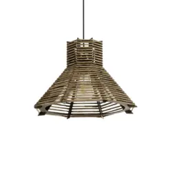 GLOBOSTAR® JUTTI 205-0051 Boho Κρεμαστό Φωτιστικό Οροφής με Ντουί 1 x E27 AC 220-240V IP20 - Καφέ- M40 x Π40 x Υ26cm