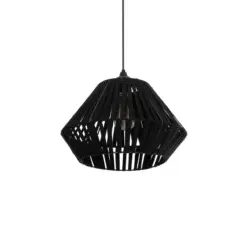 GLOBOSTAR® NUI 205-0061 Boho Κρεμαστό Φωτιστικό Οροφής με Ντουί 1 x E27 AC 220-240V IP20 - Μαύρο - M36 x Π36 x Υ27cm
