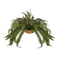 Alternative view of GloboStar® Artificial Garden FERN HANGING PLANT 20622 Τεχνητό Κρεμαστό Διακοσμητικό Φυτό Φτέρης Π90 x Μ90 x Y70cm