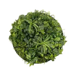 Alternative view of GloboStar® Artificial Garden VARIOUS PLANTS ROUND WALL DISC 20689 Τεχνητό Διακοσμητικό Στρογγυλό Πάνελ Φυλλωσιάς - Κάθετος Κήπος Μιξ Μ70 x Π70 x Υ15cm