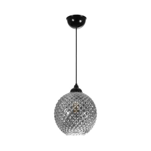 GLOBOSTAR® KEGEL 206-0003 Μοντέρνο Κρεμαστό Φωτιστικό Οροφής με Ντουί 1 x E27 AC 220-240V IP20 – Μαύρο Φιμέ – Μ20 x Π20 x Υ20cm