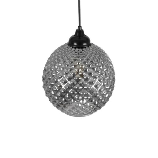 GLOBOSTAR® KEGEL 206-0003 Μοντέρνο Κρεμαστό Φωτιστικό Οροφής με Ντουί 1 x E27 AC 220-240V IP20 – Μαύρο Φιμέ – Μ20 x Π20 x Υ20cm