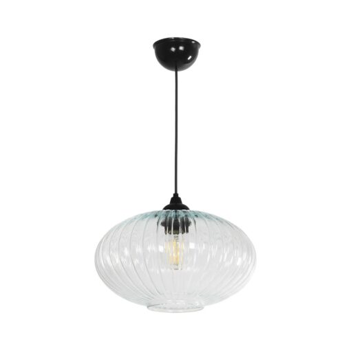 GLOBOSTAR® PERA 206-0009 Μοντέρνο Κρεμαστό Φωτιστικό Οροφής με Ντουί 1 x E27 AC 220-240V IP20 – Διάφανο – Μ30 x Π30 x Υ22cm