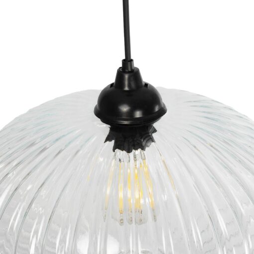 GLOBOSTAR® PERA 206-0009 Μοντέρνο Κρεμαστό Φωτιστικό Οροφής με Ντουί 1 x E27 AC 220-240V IP20 – Διάφανο – Μ30 x Π30 x Υ22cm