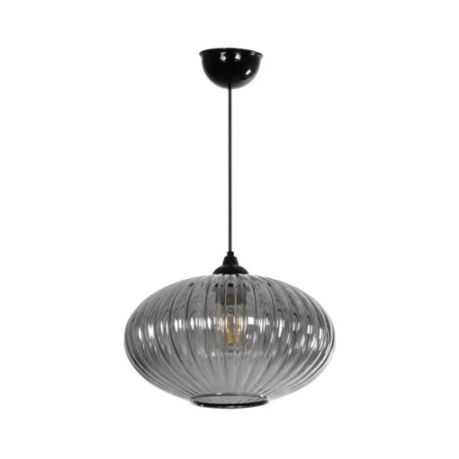 GLOBOSTAR® PERA 206-0010 Μοντέρνο Κρεμαστό Φωτιστικό Οροφής με Ντουί 1 x E27 AC 220-240V IP20 – Μαύρο Φιμέ – Μ30 x Π30 x Υ22cm