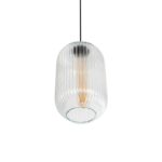 GLOBOSTAR® MELONI 206-0017 Μοντέρνο Κρεμαστό Φωτιστικό Οροφής με Ντουί 1 x E27 AC 220-240V IP20 – Διάφανο – Μ20 x Π20 x Υ38cm
