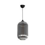 GLOBOSTAR® MELONI 206-0018 Μοντέρνο Κρεμαστό Φωτιστικό Οροφής με Ντουί 1 x E27 AC 220-240V IP20 – Μαύρο Φιμέ – Μ20 x Π20 x Υ38cm