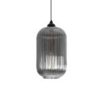 GLOBOSTAR® MELONI 206-0018 Μοντέρνο Κρεμαστό Φωτιστικό Οροφής με Ντουί 1 x E27 AC 220-240V IP20 – Μαύρο Φιμέ – Μ20 x Π20 x Υ38cm