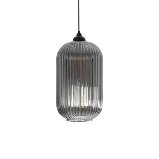 GLOBOSTAR® MELONI 206-0018 Μοντέρνο Κρεμαστό Φωτιστικό Οροφής με Ντουί 1 x E27 AC 220-240V IP20 – Μαύρο Φιμέ – Μ20 x Π20 x Υ38cm