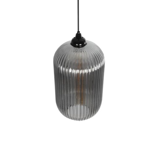 GLOBOSTAR® MELONI 206-0018 Μοντέρνο Κρεμαστό Φωτιστικό Οροφής με Ντουί 1 x E27 AC 220-240V IP20 – Μαύρο Φιμέ – Μ20 x Π20 x Υ38cm