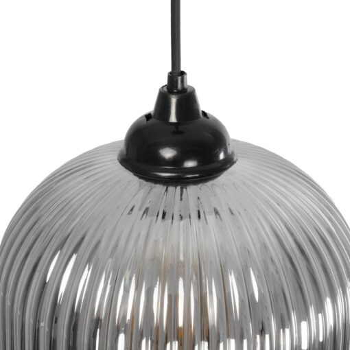 GLOBOSTAR® MELONI 206-0018 Μοντέρνο Κρεμαστό Φωτιστικό Οροφής με Ντουί 1 x E27 AC 220-240V IP20 – Μαύρο Φιμέ – Μ20 x Π20 x Υ38cm