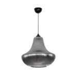 GLOBOSTAR® VERRE 206-0021 Μοντέρνο Κρεμαστό Φωτιστικό Οροφής με Ντουί 1 x E27 AC 220-240V IP20 – Μαύρο Φιμέ – Μ38 x Π38 x Υ34cm