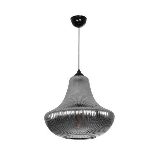 GLOBOSTAR® VERRE 206-0021 Μοντέρνο Κρεμαστό Φωτιστικό Οροφής με Ντουί 1 x E27 AC 220-240V IP20 – Μαύρο Φιμέ – Μ38 x Π38 x Υ34cm