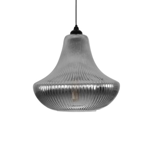 GLOBOSTAR® VERRE 206-0021 Μοντέρνο Κρεμαστό Φωτιστικό Οροφής με Ντουί 1 x E27 AC 220-240V IP20 – Μαύρο Φιμέ – Μ38 x Π38 x Υ34cm