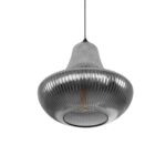 GLOBOSTAR® VERRE 206-0021 Μοντέρνο Κρεμαστό Φωτιστικό Οροφής με Ντουί 1 x E27 AC 220-240V IP20 – Μαύρο Φιμέ – Μ38 x Π38 x Υ34cm
