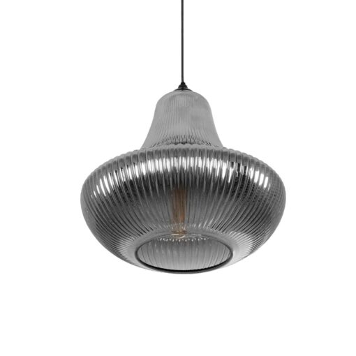 GLOBOSTAR® VERRE 206-0021 Μοντέρνο Κρεμαστό Φωτιστικό Οροφής με Ντουί 1 x E27 AC 220-240V IP20 – Μαύρο Φιμέ – Μ38 x Π38 x Υ34cm