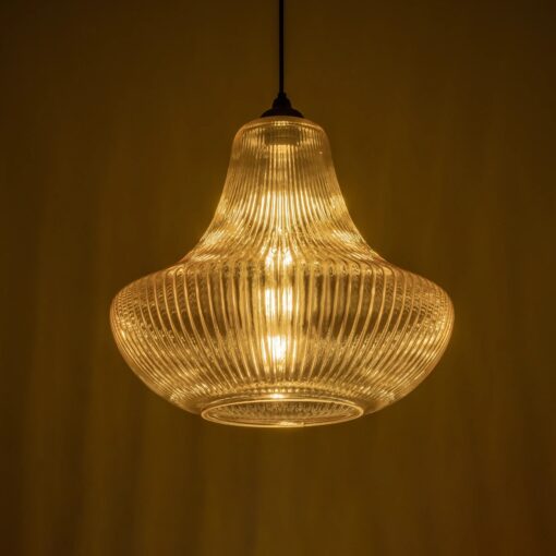 GLOBOSTAR® VERRE 206-0022 Μοντέρνο Κρεμαστό Φωτιστικό Οροφής με Ντουί 1 x E27 AC 220-240V IP20 – Mελί – Μ38 x Π38 x Υ34cm