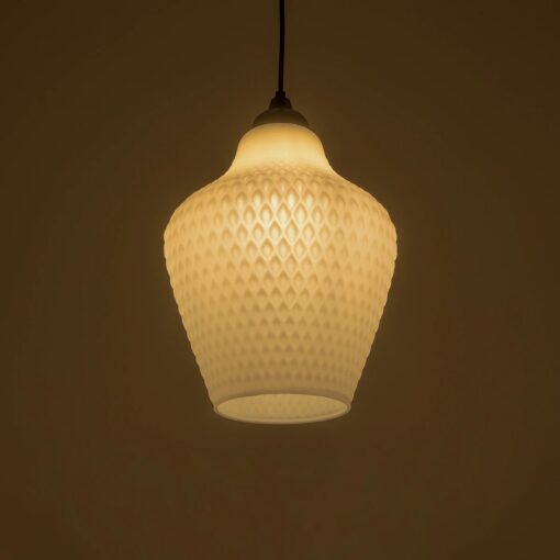 GLOBOSTAR® SKLO 206-0023 Μοντέρνο Κρεμαστό Φωτιστικό Οροφής με Ντουί 1 x E27 AC 220-240V IP20 – Λευκό – Μ22 x Π22 x Υ31cm