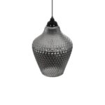 GLOBOSTAR® SKLO 206-0024 Μοντέρνο Κρεμαστό Φωτιστικό Οροφής με Ντουί 1 x E27 AC 220-240V IP20 – Μαύρο Φιμέ – Μ22 x Π22 x Υ31cm