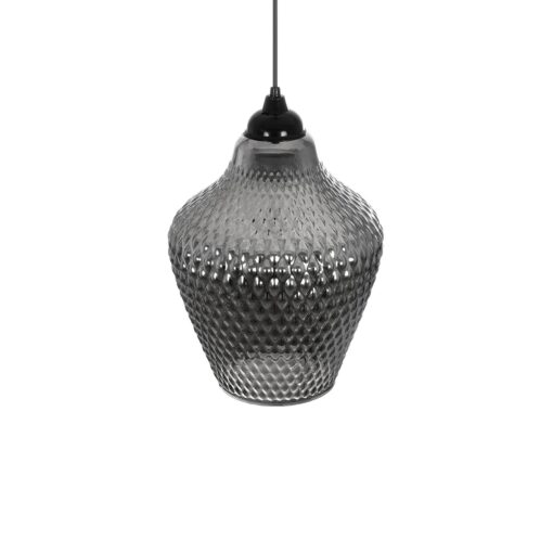 GLOBOSTAR® SKLO 206-0024 Μοντέρνο Κρεμαστό Φωτιστικό Οροφής με Ντουί 1 x E27 AC 220-240V IP20 – Μαύρο Φιμέ – Μ22 x Π22 x Υ31cm
